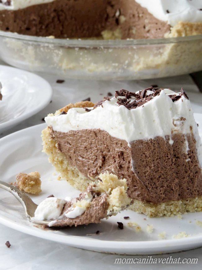 a slice of chocolate ice cream pie on a plate