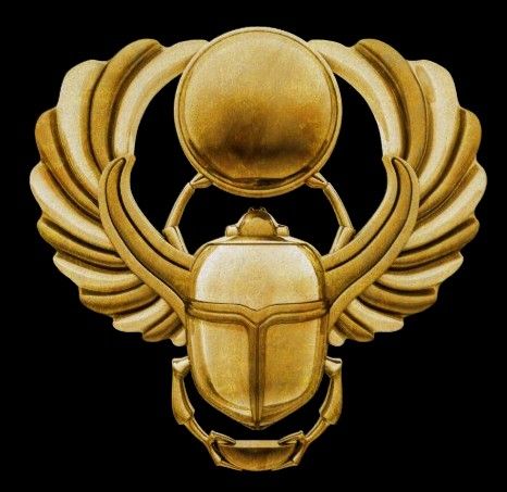 a gold bug with wings and a helmet on it's head, against a black background