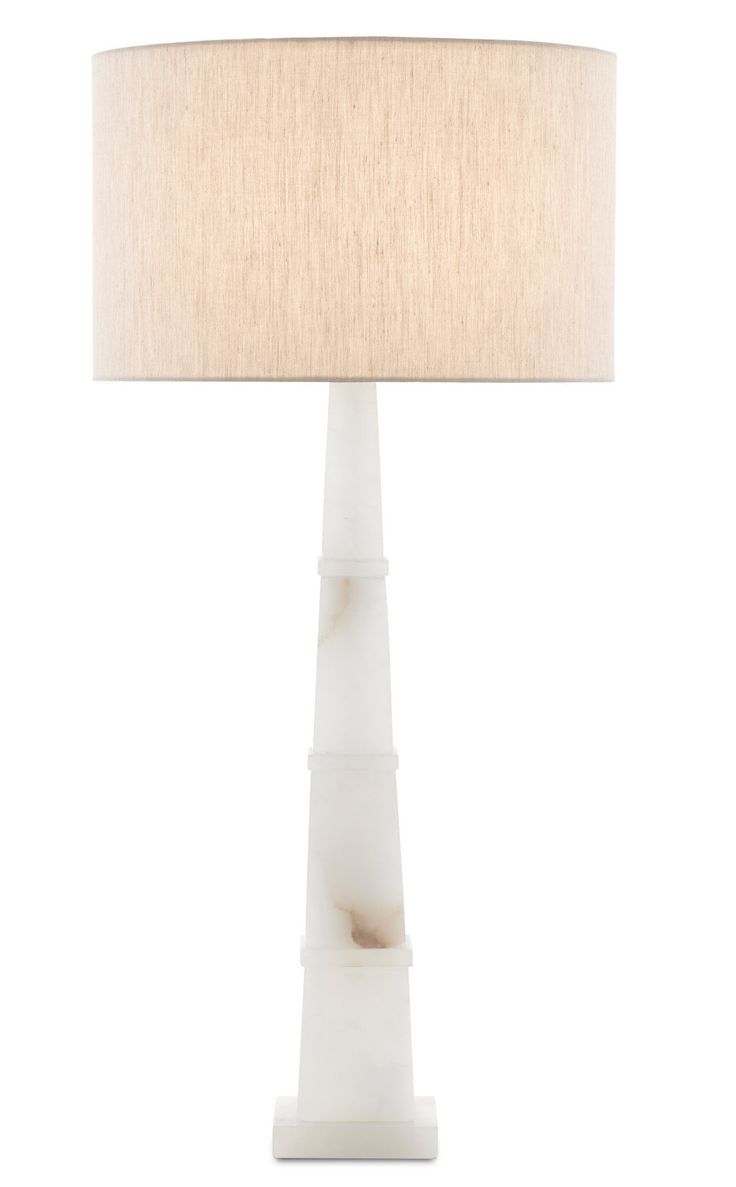 Currey and Company - 6000-0595 - One Light Table Lamp - Alabaster/Polished Nickel Reverse Painted Glass, Marble Lamp, Concrete Furniture, Traditional Lighting, White Table Lamp, Bedroom Lamps, White Table, Desk Lamps, Linen Shades