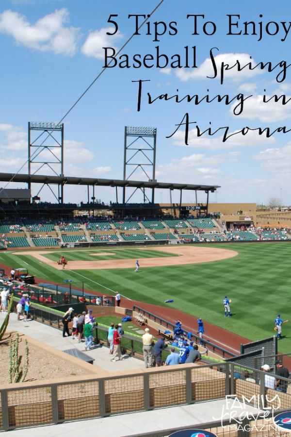 a baseball field with people on it and the words 5 tips to enjoy baseball spring training in arizona