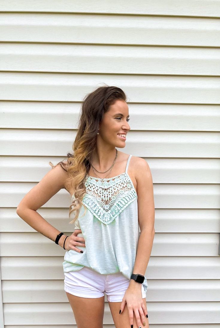 Mojito Moments Mint Tank Top – Palm and Pearl Boutique Summer Light Blue Cami Top, Light Blue Cami Tops For Summer, Summer Tank Top With Spaghetti Straps, Trendy Tank Strap Tops For Vacation, Trendy Tank Top For Vacation, Light Blue Camisole Tank Top For Spring, Trendy Beach Camisole With Spaghetti Straps, Summer Vacation Camisole With Tank Straps, Trendy Spaghetti Strap Tank Top For Beach