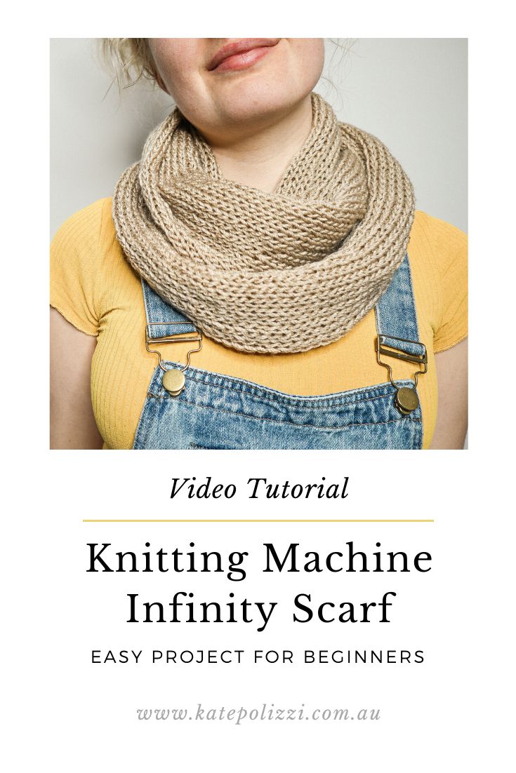 the knitting machine infinity scarf is easy to knit and it's great for beginners