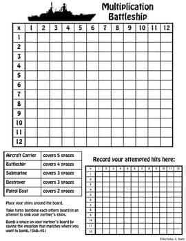 a printable battleship chart with numbers and times to match it's ship size