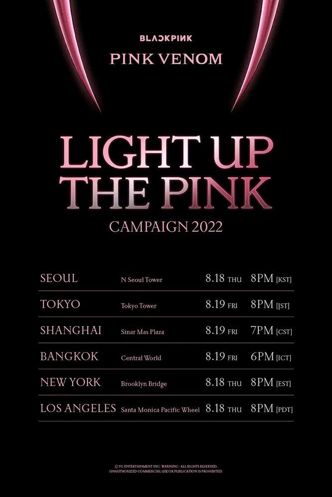 the poster for pink venom's concert, light up the pink campaign