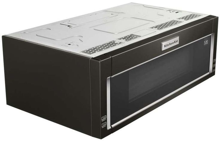 a black microwave oven with the door open