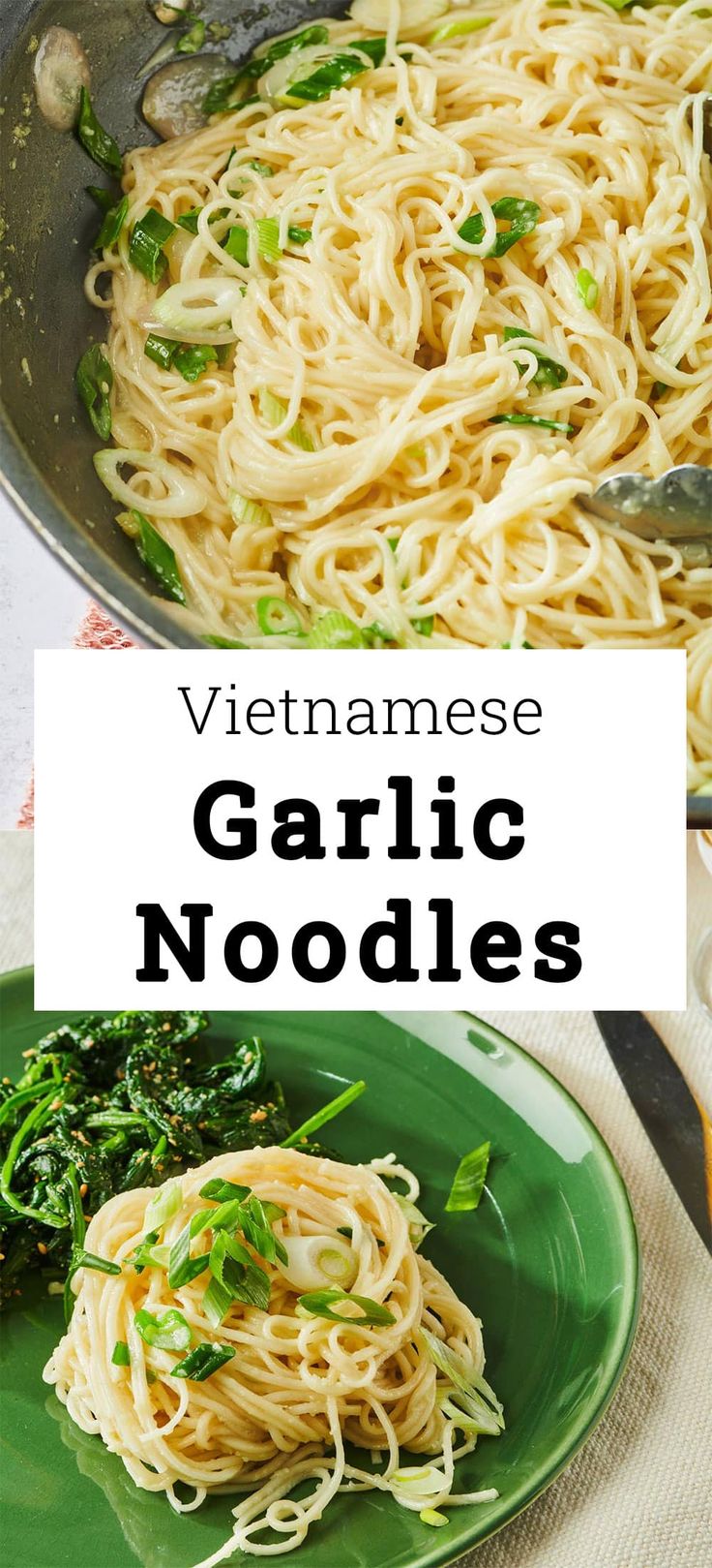 a green plate topped with noodles and vegetables next to a bowl of broccoli