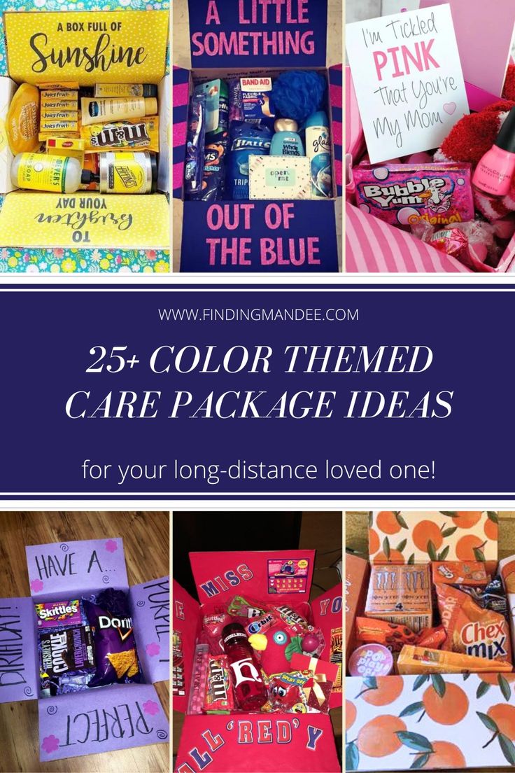 the 25 + color themed care package ideas for your long - distance loved one is