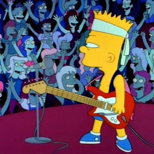 the simpsons playing guitar in front of an audience