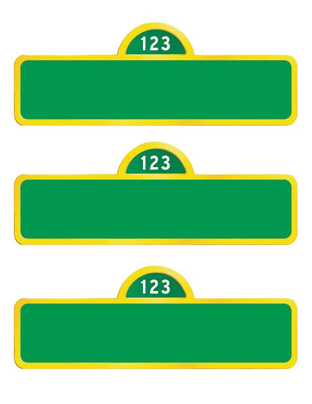 three green and yellow numbered labels with numbers on them