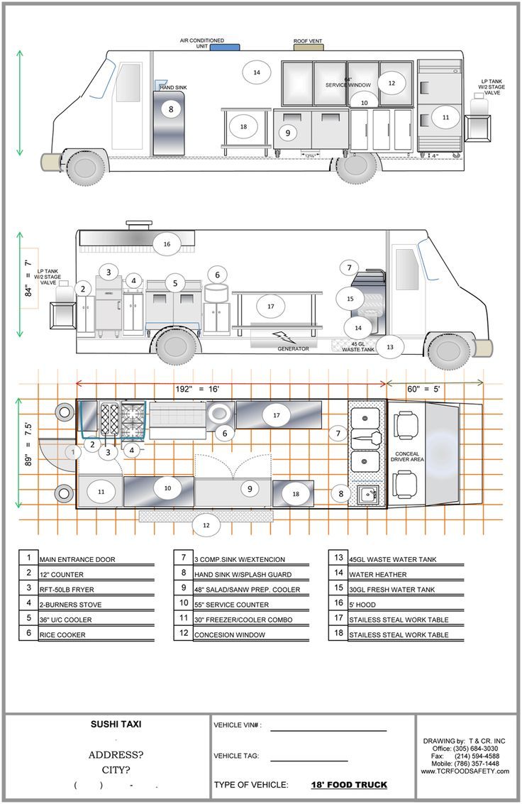 the floor plan for a food truck