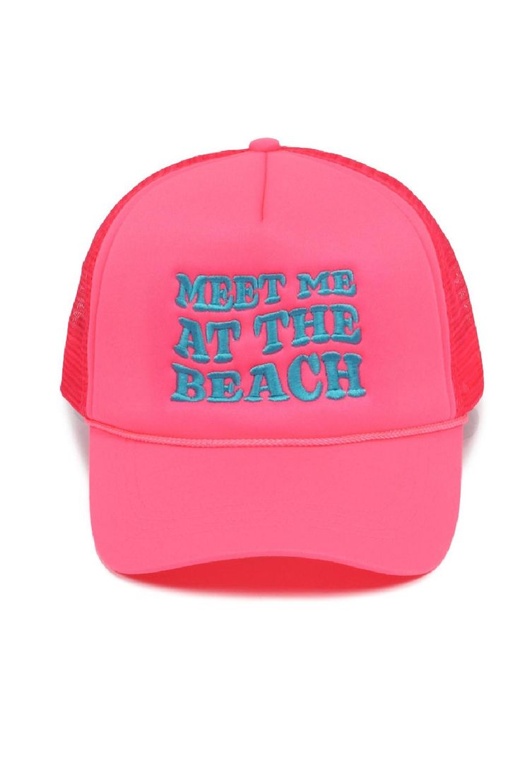 Get ready for a beach day with our Meet Me at the Beach Trucker Cap! Made of durable polyester, it features a snap back adjustable closure for the perfect fit. No need to worry about your hair - just throw it on and go! Now that's a cap you can count on! Meet Me At The Beach, Beaded Pouch, Snap Back, Makeup Pouch, Scarf Jewelry, Snap Backs, Pouch Bag, Trucker Cap, Beach Day