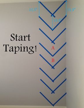 a white wall with blue arrows pointing to the left and right, in front of it that says start taping