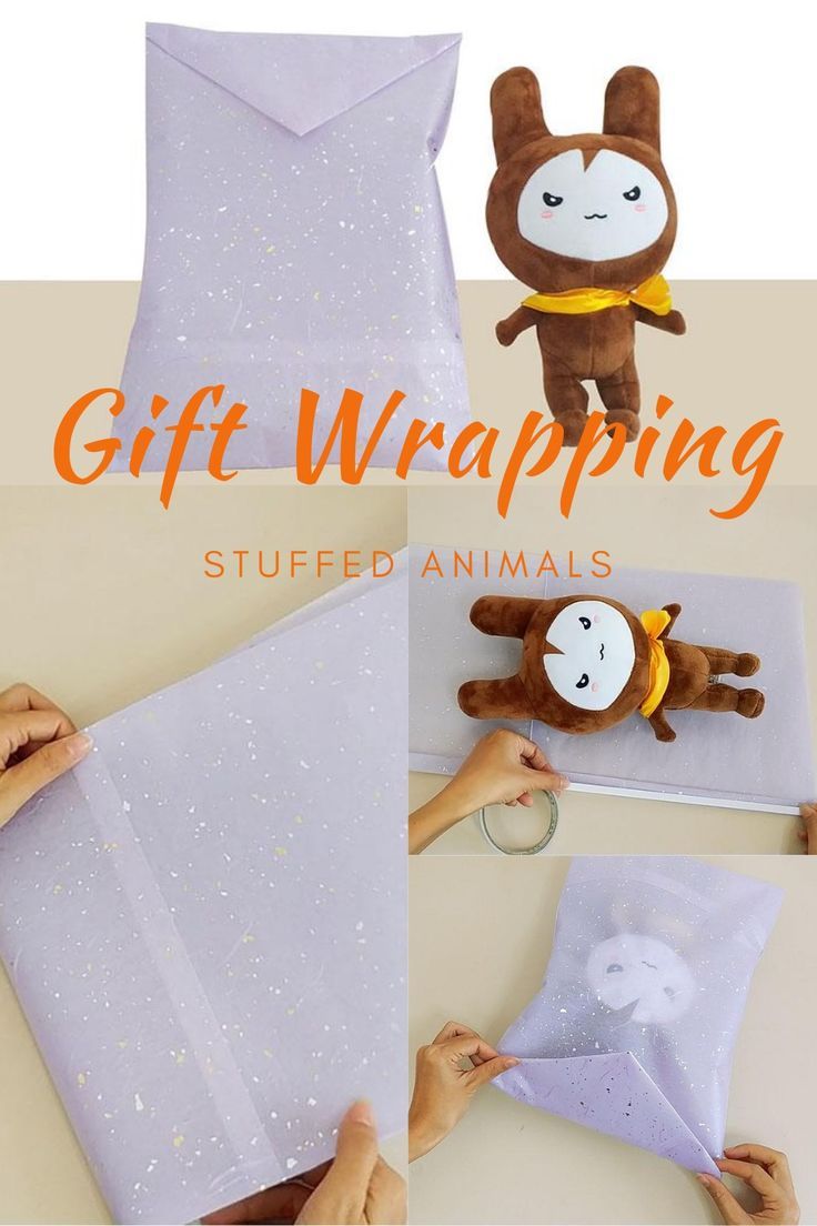 gift wrapping ideas for stuffed toys. Wrap Teddy Bear Gift, Wrapping Teddy Bear, Doll Wrapping Ideas, How To Wrap A Doll Present, How To Wrap Stuffed Animals, Wrapping Stuffed Animals, How To Wrap A Stuffed Animal, Wrap A Stuffed Animal, Gift Wrapping Ideas Without Boxes