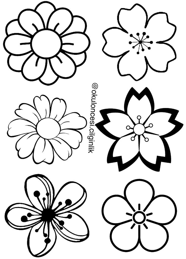 four different flower designs in black and white