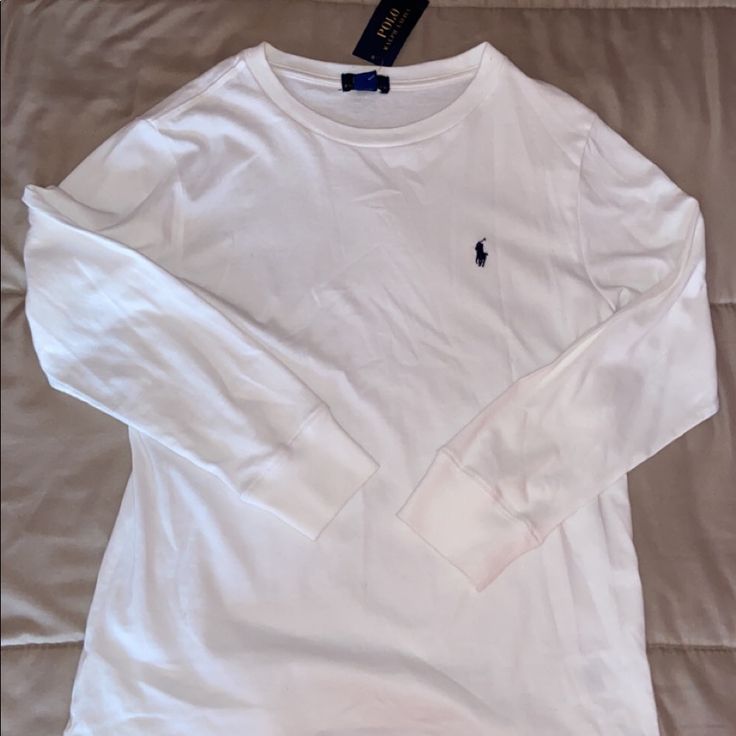 Nwt. It’s A Girls M(10-12) But Can Fit An Adult Xs-S. Ralph Lauren Long Sleeve Cotton Top, Ralph Lauren Fitted Long Sleeve Tops, Ralph Lauren Long Sleeve Tops For Spring, White Long Sleeve Ralph Lauren Tops, Ralph Lauren Long Sleeve Spring Tops, White Cotton Ralph Lauren Top, Fitted White Ralph Lauren T-shirt, White Fitted Ralph Lauren T-shirt, Ralph Lauren Fitted White T-shirt