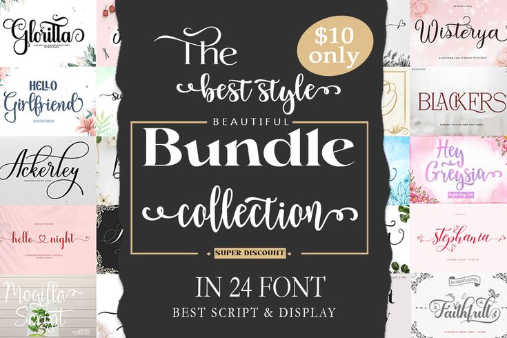 the best style bundle collection in 24 font and hand lettering styles for your design project