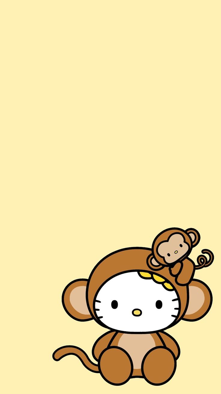 an image of a cartoon character with a monkey on it's back and the caption hello kitty