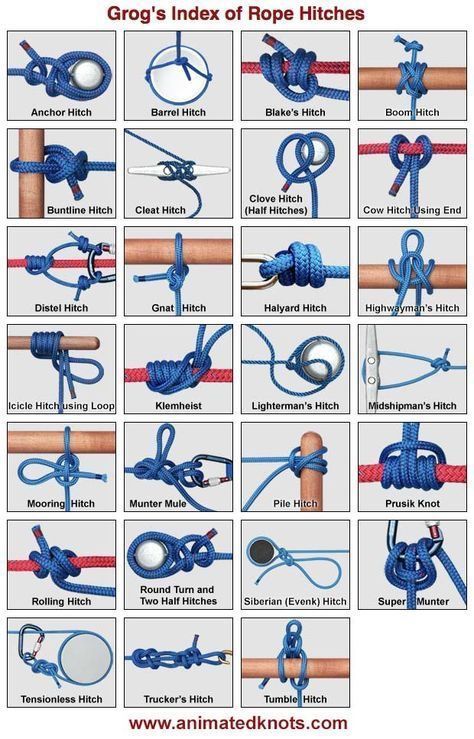 instructions for how to tie ropes with rope knots and other types of tyings on the pole