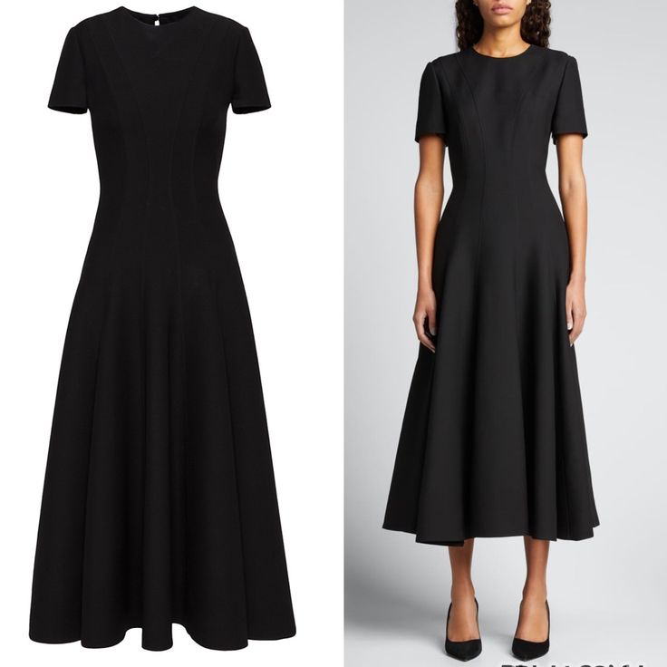 New Condition. Size:It44 /Us8 /M Bust:38” (97cm) Wasit:32.5” (80cm) Shoulders:15” (38cm) Length:51” (130cm) Valentino Virgin Wool Midi-Dress Virgin Wool Midi-Dress That Defines Elegance With Structured Seaming At Bodice And A Pleated Skirt. Roundneck Short Sleeves Keyhole Button Back Pullover Style Lining: 91% Viscose/9% Elastane 65% Virgin Wool/35% Silk Professional Clean Made In Italy Size & Fit Fit-And-Flare Silhouette About 50" From Shoulder To Hem Elegant Black H-line Dress, Black H-line Midi Dress For Formal Occasions, Black Structured Midi Dress, Structured Black Dress With Flattering Silhouette, Structured Black Midi Dress, Black Structured Dress With Flattering Silhouette, Luxury Black Structured Dress, Classic Black Structured Dress, Classic Black H-line Dress