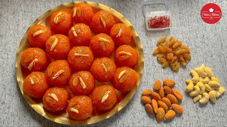 nuts, almonds and other food items on a table