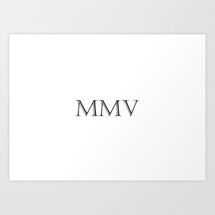 the word mmmv is written in black ink on white paper art print by artist and