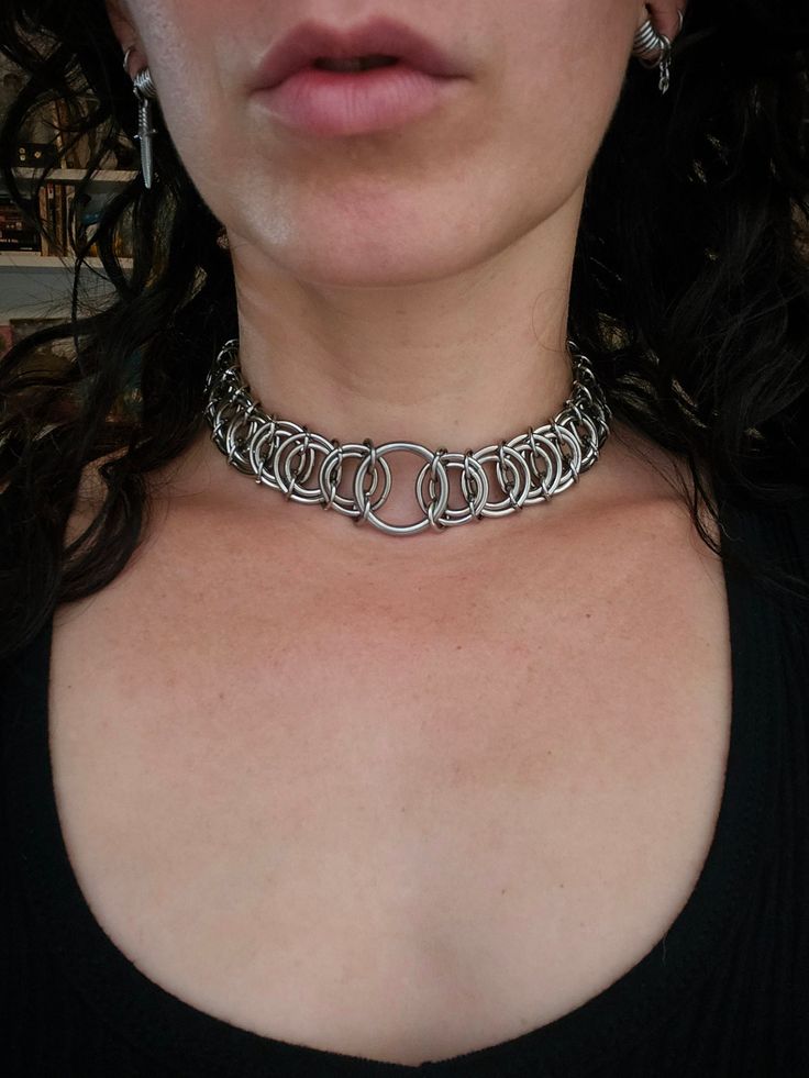 The Vertebrae Choker was made using stainless steel jump rings, o-ring & clasp. It can be adjusted up to 16 inches. *Please check the measurement of your neck before purchasing. My items are pre-made and already sized. If you need the length of an item adjusted, please send me a message prior to purchase to discuss details. Hypoallergenic Metal Jewelry For Festivals, Handmade Adjustable Gunmetal Jewelry, Handmade Gunmetal Metal Jewelry, Adjustable Hypoallergenic Metal Necklaces, Round Metal Choker For Festival, Adjustable Round Choker For Festivals, Round Metal Choker For Festivals, Metal Round Choker For Festivals, Adjustable Round Metal Necklace