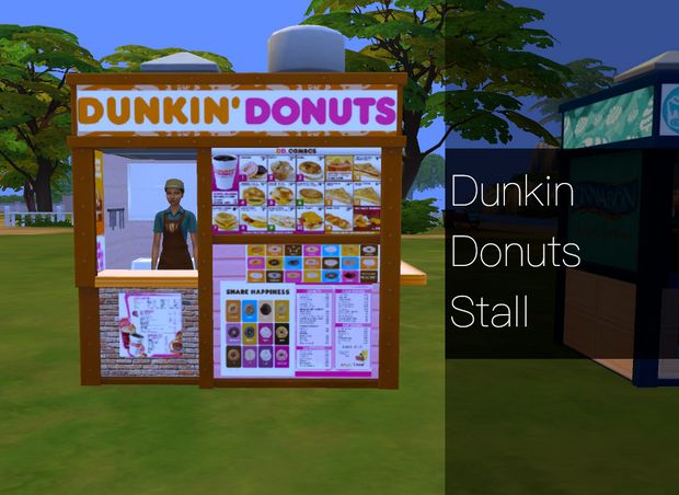 the dunkin donuts stand has two different types of doughnuts