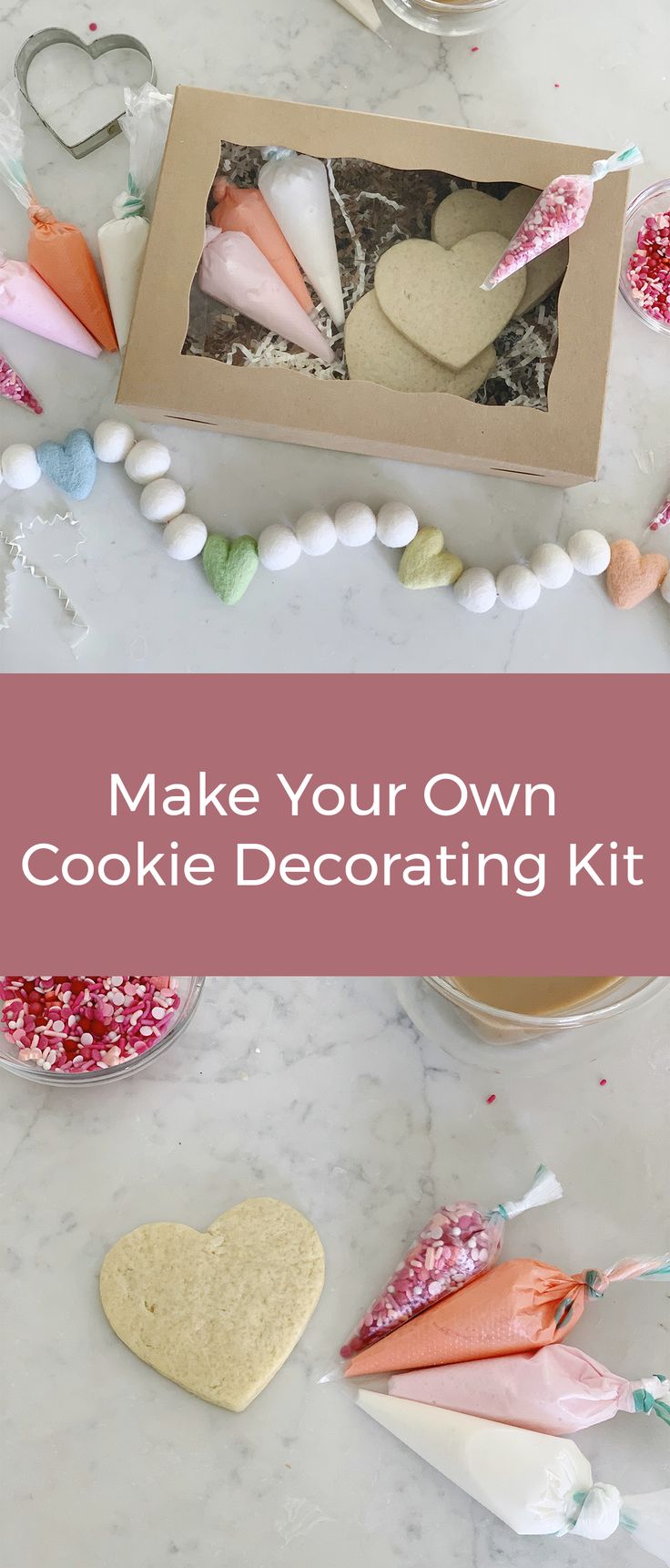 the cookie decorating kit is ready to be made into an adorable valentine's day gift