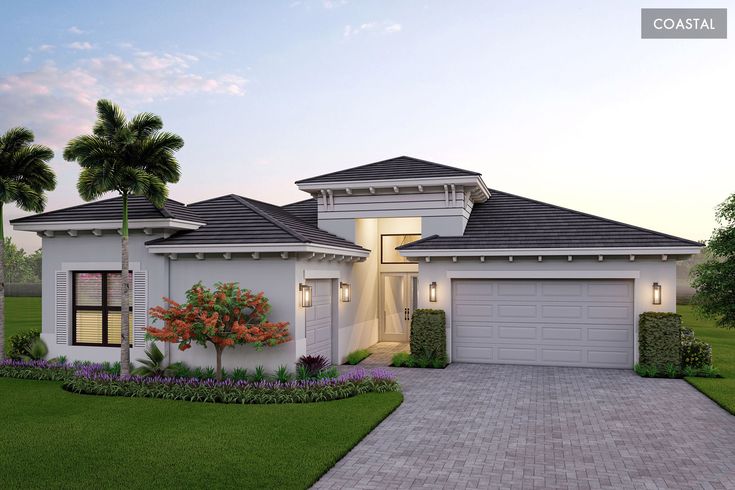 this is an artist's rendering of the front elevation of a house in florida