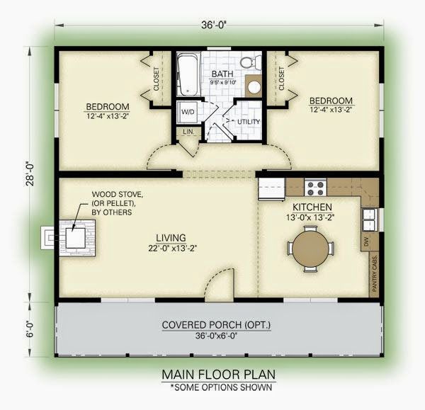 a floor plan for a small house with two bedroom and an attached living room area