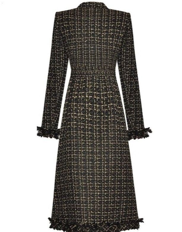 LISETTE TWEED COAT has an elegant design with chic buttons. Wear this coat with midi skirt or midi dress + heels. Blended wool tweed O-Neck Lined (satin fabric) Tassel Chic golden-tone buttons Pockets Single Breasted Self-tie belt size & fit Fits true to size Slim fit In between with sizes choose size up SIZE BUST WAIST COAT LENGTH SLEEVES LENGTH S cm 88 74 104 57 inches 34.6 29.1 40.9 22.4 M cm 92 78 105 58 inches 36.2 30.7 41.3 22.8 L cm 96 82 106 59 inches 37.8 32.3 41.7 23.2 XL cm 100 86 107 Long Tweed Coat, Winter Long Coat, Graphic Pant, Fringe Fashion, Crop Top Sweatshirt, Corsets And Bustiers, Tweed Coat, Plus Size Top, Maxi Dresses Casual