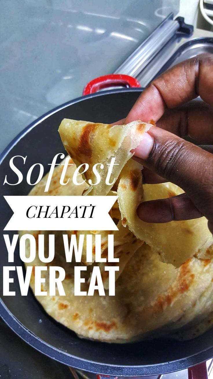 a person is holding some food in their hand with the words softest chapati you will ever eat