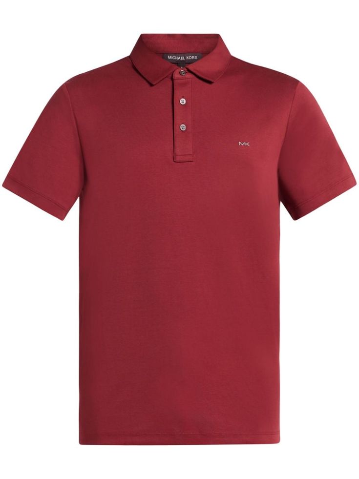 ruby red cotton piqué weave short front button fastening embroidered logo at the chest polo collar short sleeves straight hem Balenciaga Triple S, Dress Watch, Custom Watch, Short Suit, Sweaters Knitwear, Polo Collar, Ruby Red, Jean Coat, Fashion Watches