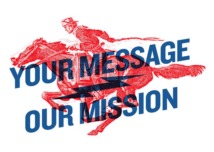 an image of a horse and rider with the words your message our mission on it