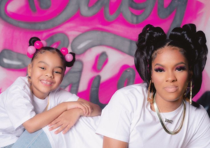 Mommy And Me 2000s Photoshoot, Mommy Daughter Photoshoot Black, Mom And Daughter Valentines Photos, 90s Maternity, Mother And Daughters Photo Ideas Black, Black Mom And Her Daughter, Valentines Pics, 13th Birthday Party Ideas For Girls, Black Mom With 2 Daughters