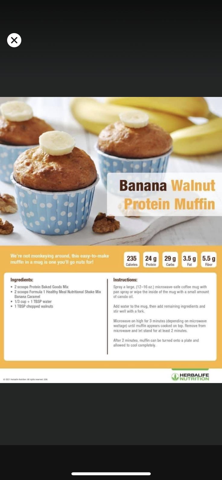 an advertisement for banana walnut protein muffins