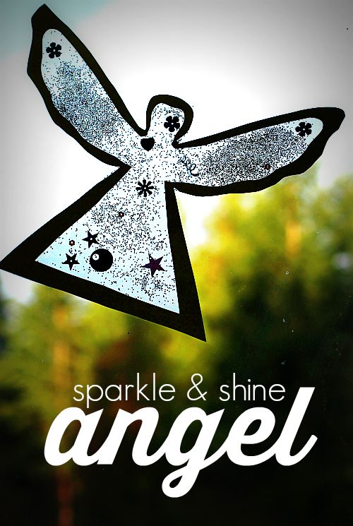 the words sparkle and shine angel are written in white