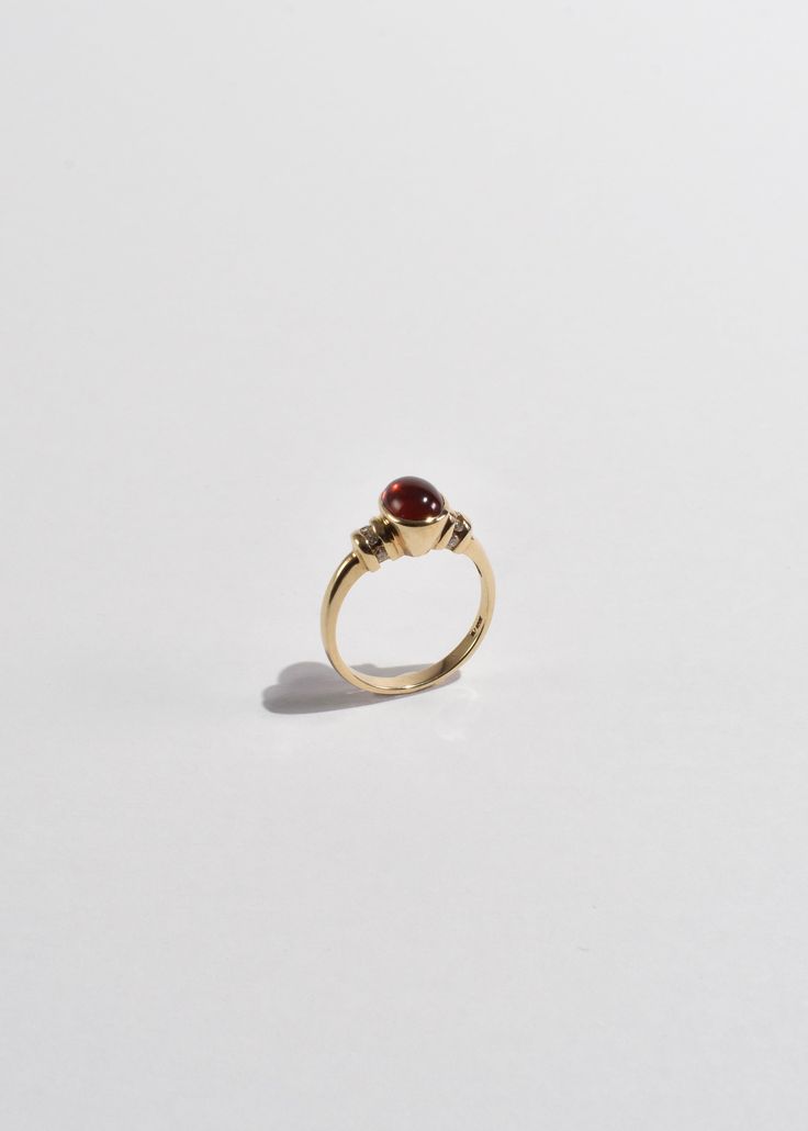 Beautiful vintage gold ring with a polished ruby cabochon and diamond detail. Stamped 10k. Material: 10k gold, ruby, diamond. We recommend storing in a dry place and periodic polishing with a cloth. Vintage Gold Ring, Ruby Diamond Ring, Vintage Gold Rings, Ruby Diamond Rings, Ruby Diamond, Ruby Ring, 10k Gold, Vintage Gold, Gold Ring