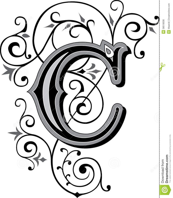 the letter g is decorated with swirls and leaves