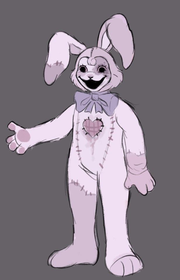 a drawing of a cartoon bunny wearing a bow tie and holding his hands out to the side