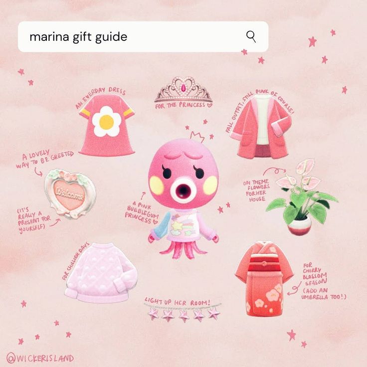 a pink background with various items on it