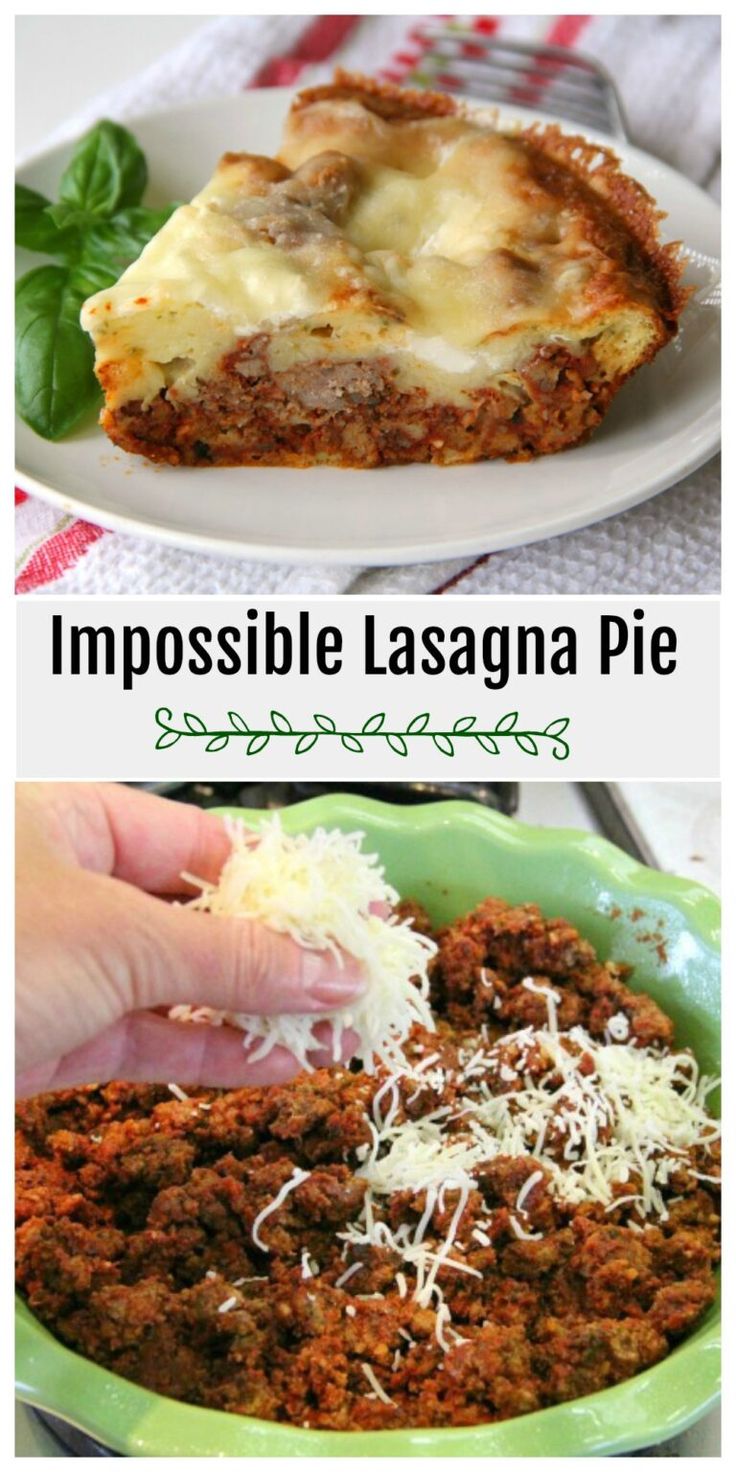 an image of two plates with lasagna pies on them and one has cheese