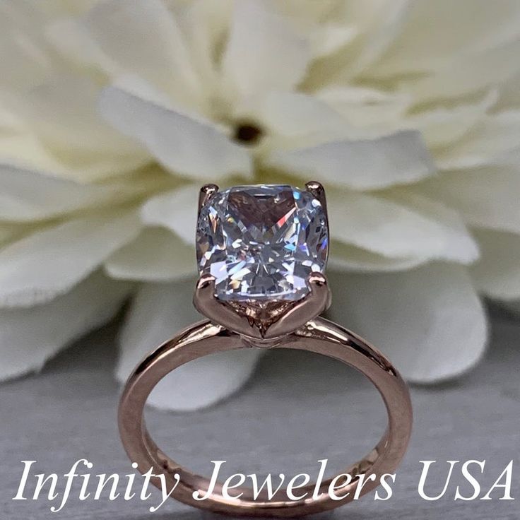 Elongated cushion cut engagement ring 3.60 ct 14k rose gold | Etsy Radiant Cut Promise Ring With Prong Setting, Dazzling Solitaire Princess Cut Ring, 14k Gold Radiant Cut Solitaire Wedding Ring, 14k Gold Sapphire Ring With Radiant Cut For Wedding, Radiant Cut Diamond Ring With Vs Clarity As Gift, Anniversary Solitaire Ring With Radiant Cut, Promise Ring With Radiant Cut And Prong Setting, Anniversary Ring With Radiant Cut And Prong Setting, Solitaire Asscher Cut Jewelry For Promise