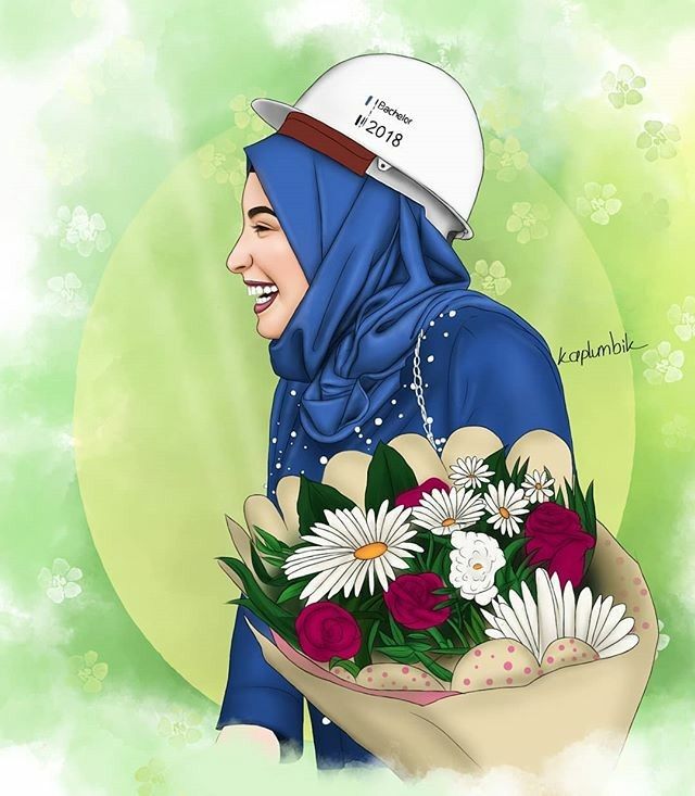 a drawing of a woman holding flowers in her hands