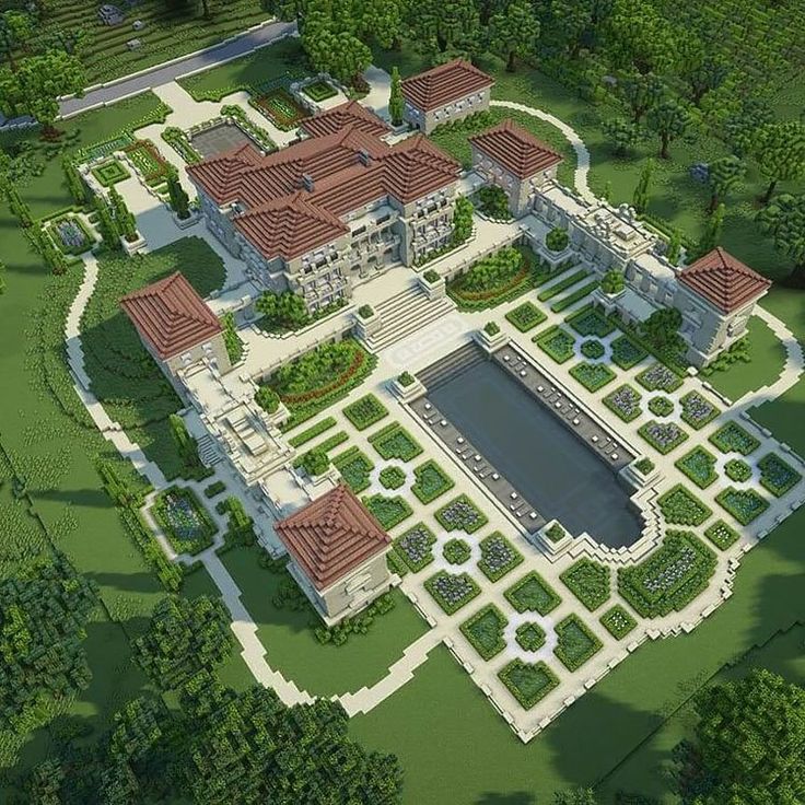 an artist's rendering of a large mansion in the middle of some trees and bushes