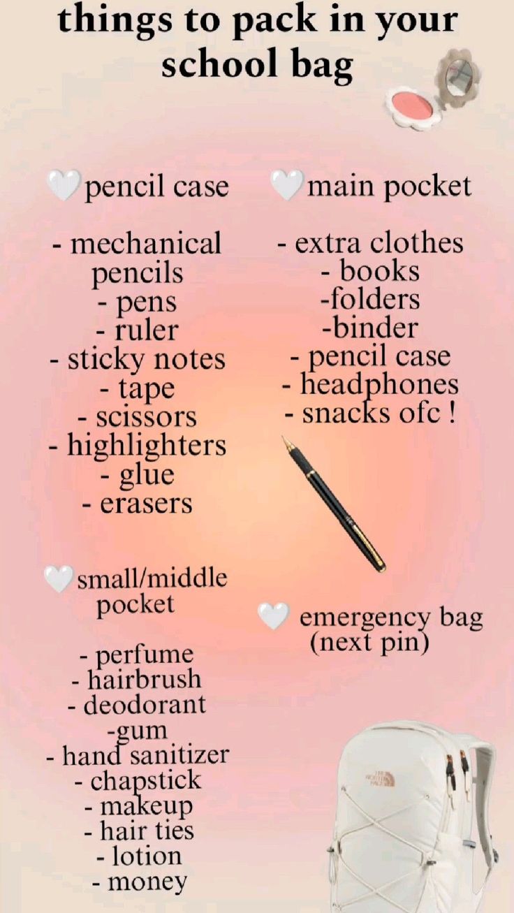 Schul Survival Kits, Middle School Essentials, School Emergency Kit, Studie Hacks, School Backpack Essentials, Middle School Survival, Back To School Bag, School Routine For Teens, Things To Pack