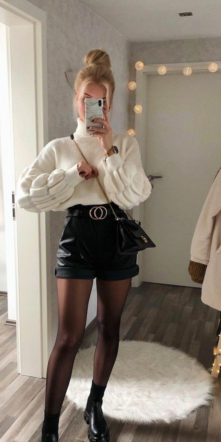 Winter Fashion Outfits Casual, Cold Outfits, Paris Outfits, Looks Chic, Date Outfits, Casual Winter Outfits, Autumn Outfit, Outfit Inspo Fall, Leather Shorts