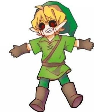 the legend of zelda is standing with his hands out and eyes closed, while he's wearing a green outfit