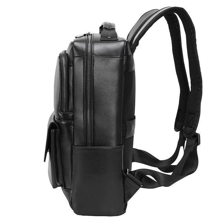 This black leather laptop backpack is reinforced with hardware at shoulder straps and the zipper connection,making it sturdy and durable.In addition,the stylish design of this bag will keep you trandy.It’s a great idea as a gift for your husband,son and friends.     ITEM DETAILS   Main Material: Genuine Leather    Closure Type: Zipper    Style: Fashion    Item Type: Backpacks    Size: L14.9" * H11" * W7.0" ( can fit 14 inches laptop)        FREE SHIPPING & 10% OFF YOUR FIRST ORDER  🖐 ️Handmade Modern Laptop Backpack With Adjustable Strap, Classic Black Laptop Backpack, Black Briefcase Backpack For School, Black Backpack Briefcase For School, Black Leather Shoulder Bag For Students, Modern Laptop Bag With Adjustable Strap For School, Black Briefcase Backpack With Adjustable Strap, Black Briefcase With Adjustable Strap, Black Briefcase With Adjustable Strap And Backpack Shape