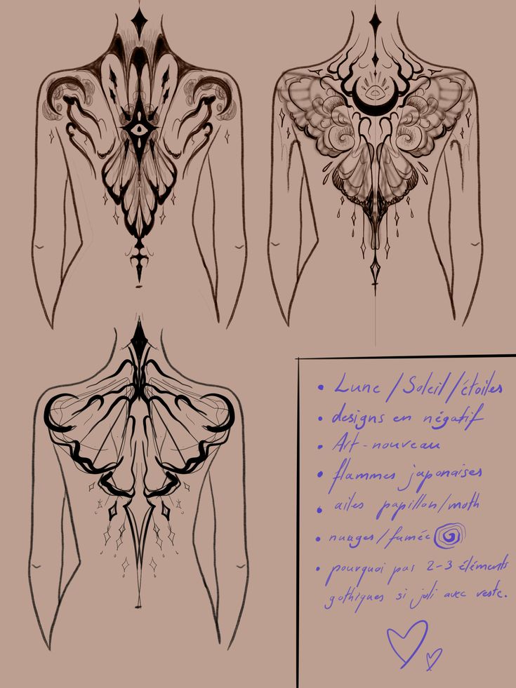 some drawings of different types of wings and body parts with writing on the bottom right corner